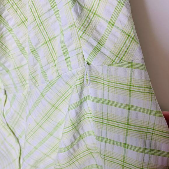 VintageY2k Lime Green Plaid Halter Dress Sz Small - Picture 10 of 16